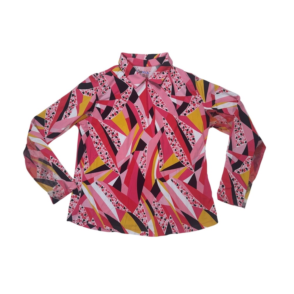 IBKÜL Women's Brianna Watermelon Long Sleeve Mock Neck UPF 50 Performance Top XL